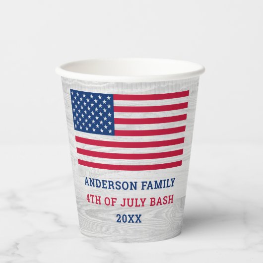 USA American Flag Red White Blue , 4 juli Papieren Bekers (Voorkant)