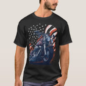 USA American Flag Rider Motorcycle Veteran Biker T-shirt (Voorkant)