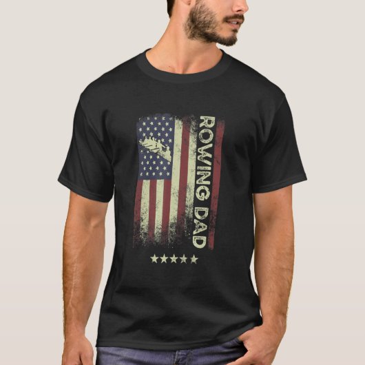 USA American Flag  Rowing Dad 3 T-shirt (Voorkant)