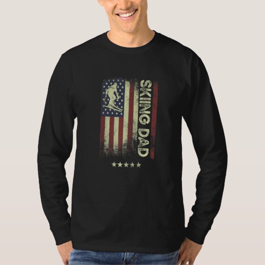 USA American Flag  Skiing Dad  1 T-shirt (Voorkant)