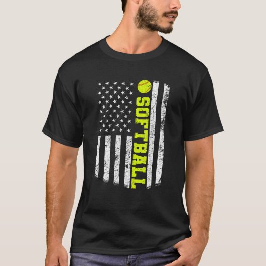 USA American Flag Softball T-shirt (Voorkant)