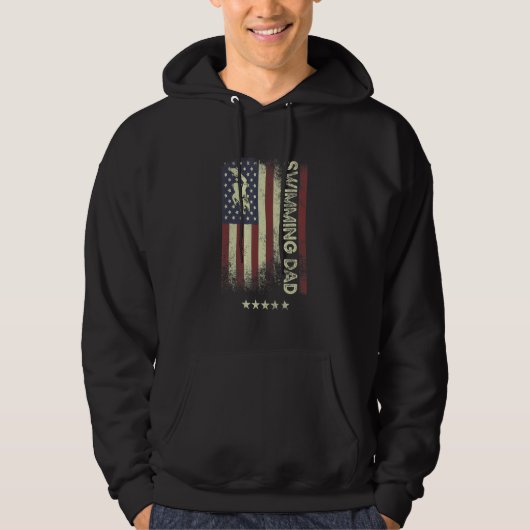 USA American Flag   Swimming Dad Hoodie (Voorkant)