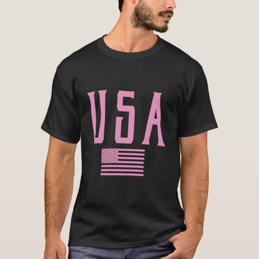 Usa American Flag Text K Print T-shirt (Voorkant)