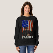USA American Flag Tractors Farming Trui (Voorkant volledig)