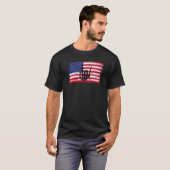 USA American Flag With Rocker Skeleton Hand 1 T-shirt (Voorkant volledig)