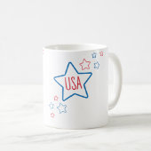 Usa Americana Fourth Of July Shooting Stars Koffiemok (Voorkant rechts)