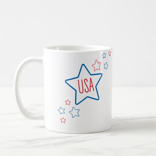 Usa Americana Fourth Of July Shooting Stars Koffiemok (Links)
