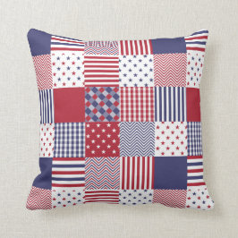 USA Americana Patchwork Red White & Blue Quilt Kussen
