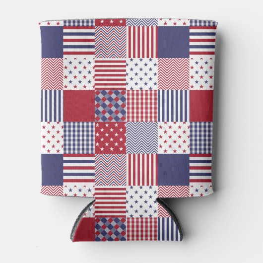 USA Americana Patchwork Red White en Blue Blikjeskoeler (Voorkant)
