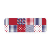 USA Americana Patchwork Red White en Blue Etiket (Voorkant)