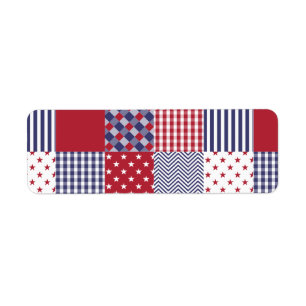 USA Americana Patchwork Red White en Blue Etiket