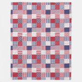 USA Americana Patchwork Red White en Blue Fleece Deken (Voorkant)