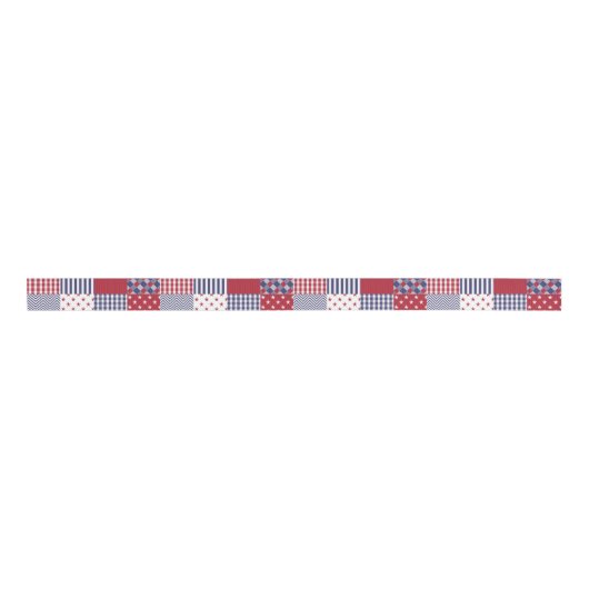 USA Americana Patchwork Red White en Blue Grosgrain Lint (Voorkant)