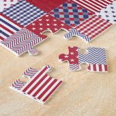 USA Americana Patchwork Red White en Blue Legpuzzel (Zijkant)