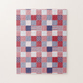 USA Americana Patchwork Red White en Blue Legpuzzel (Verticaal)