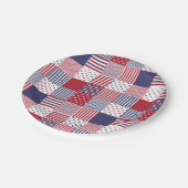 USA Americana Patchwork Red White en Blue Papieren Bordje (Gekanteld)