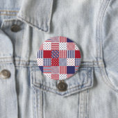 USA Americana Patchwork Red White en Blue Ronde Button 7,6 Cm (In situ)