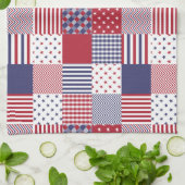 USA Americana Patchwork Red White en Blue Theedoek (Gevouwen)