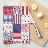 USA Americana Patchwork Red White en Blue Theedoek (Quarter Fold)