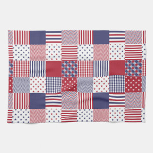 USA Americana Patchwork Red White en Blue Theedoek