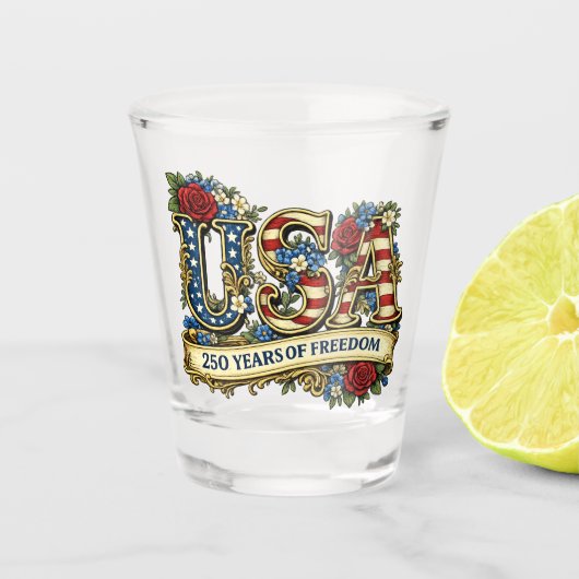 USA America's 250th Anniversary Shot Glas (Voorkant)