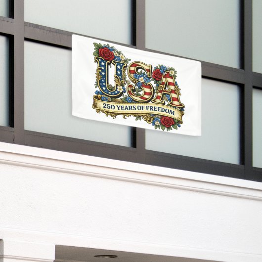 USA America's 250th Anniversary Spandoek (Buitenkant Gebouw)