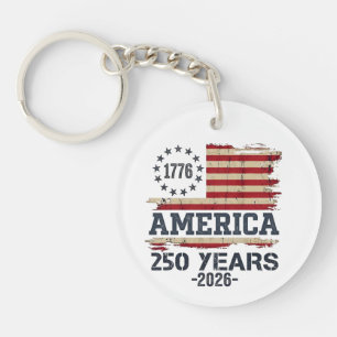 USA Amerika 250 jubileum Vintage Vlag Sleutelhanger