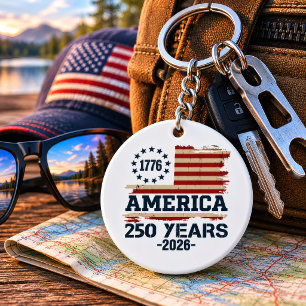 USA Amerika 250 jubileum Vintage Vlag Sleutelhanger