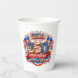 USA Amerika 250ste Verjaardag Aquarel Patriottisch Papieren Bekers