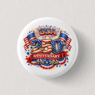 USA Amerika 250ste Verjaardag Aquarel Patriottisch Ronde Button 3,2 Cm