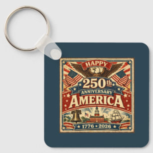 USA Amerika 250ste Verjaardag Vintage Patriottisch Sleutelhanger