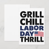 USA Amerika Grill Chill Arbeid Dag Thrill BBQ Part Bedankkaart (Voorkant / Achterkant)