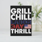 USA Amerika Grill Chill Arbeid Dag Thrill BBQ Part Bedankkaart (Staand voorkant)