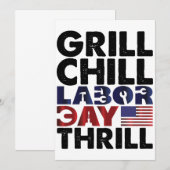 USA Amerika Grill Chill Arbeid Dag Thrill BBQ Part Kaart (Voorkant / Achterkant)