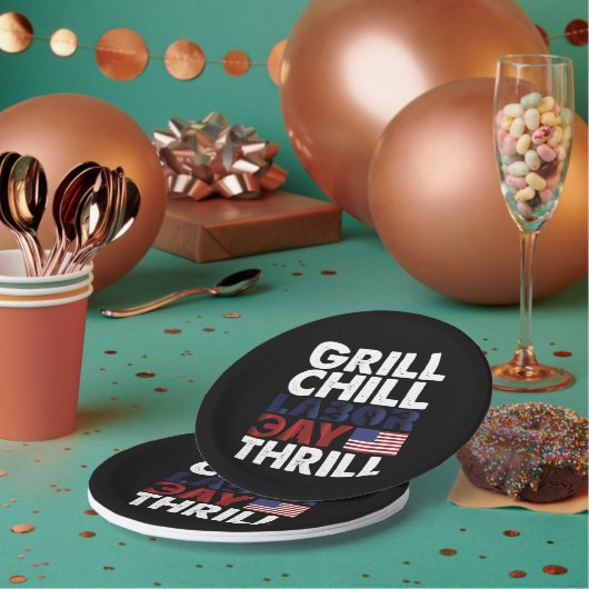 USA Amerika Grill Chill Arbeid Dag Thrill BBQ Part Papieren Bordje (Multi)