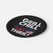 USA Amerika Grill Chill Arbeid Dag Thrill BBQ Part Papieren Bordje (Gekanteld)