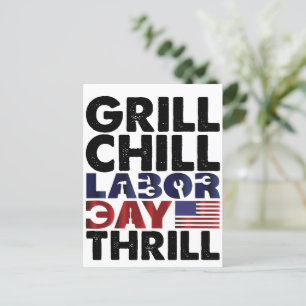 USA Amerika Grill Chill Arbeid Dag Thrill BBQ Part Uitnodiging Briefkaart