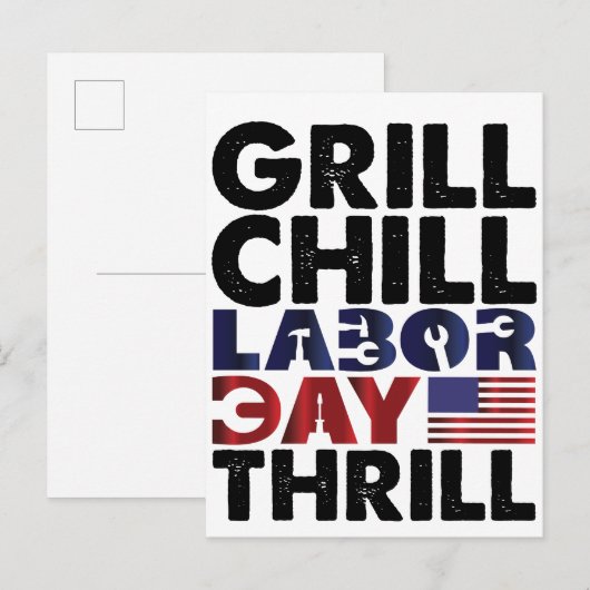 USA Amerika Grill Chill Arbeid Dag Thrill BBQ Part Uitnodiging Briefkaart (Voorkant / Achterkant)