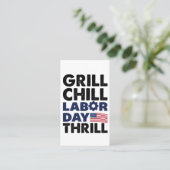 USA Amerika Grill Chill Arbeid Dag Thrill BBQ Part Visitekaartje (Staand voorkant)