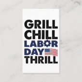 USA Amerika Grill Chill Arbeid Dag Thrill BBQ Part Visitekaartje (Voorkant)