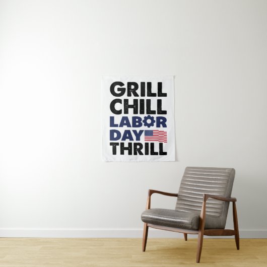 USA Amerika Grill Chill Arbeid Dag Thrill BBQ Part Wandkleed (In situ)
