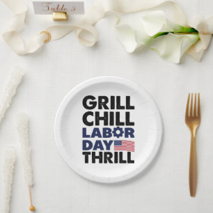 Usa Amerika Grill Koel Labor Day Thrill BBQ Feest Papieren Bordje