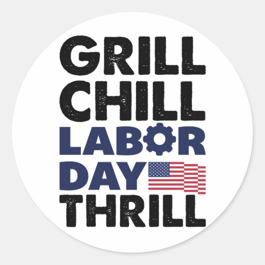 Usa Amerika Grill Koel Labor Day Thrill BBQ Feest Ronde Sticker (Voorkant)