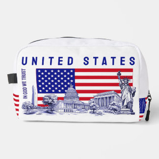 USA Amerika Vlag Monument Illustratie Souvenir Toilettasje