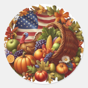 USA/Amerikaans/Thanksgiving kalkoenkrans Ronde Sticker
