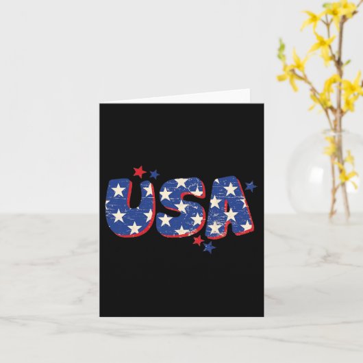 Usa Amerikaanse Vlag 4de Juli Mannen Vrouwen Kind  Kaart (Gele Bloem)