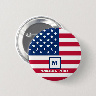 USA Amerikaanse Vlag Aangepast Monogram 4 juli Ronde Button 5,7 Cm