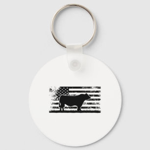 Usa Amerikaanse Vlag - Amerika Koe Zwart Angus Ran Sleutelhanger
