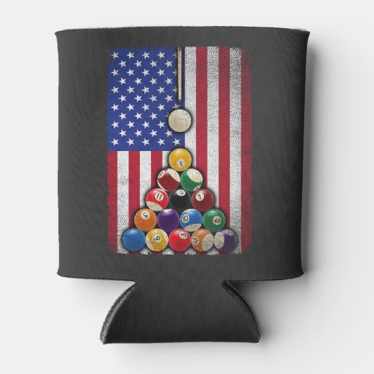 USA Amerikaanse vlag Biljart 8 Ball Pool Speler Blikjeskoeler (Voorkant)