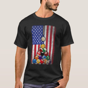 USA Amerikaanse vlag Biljart 8 Ball Pool Speler Ma T-shirt